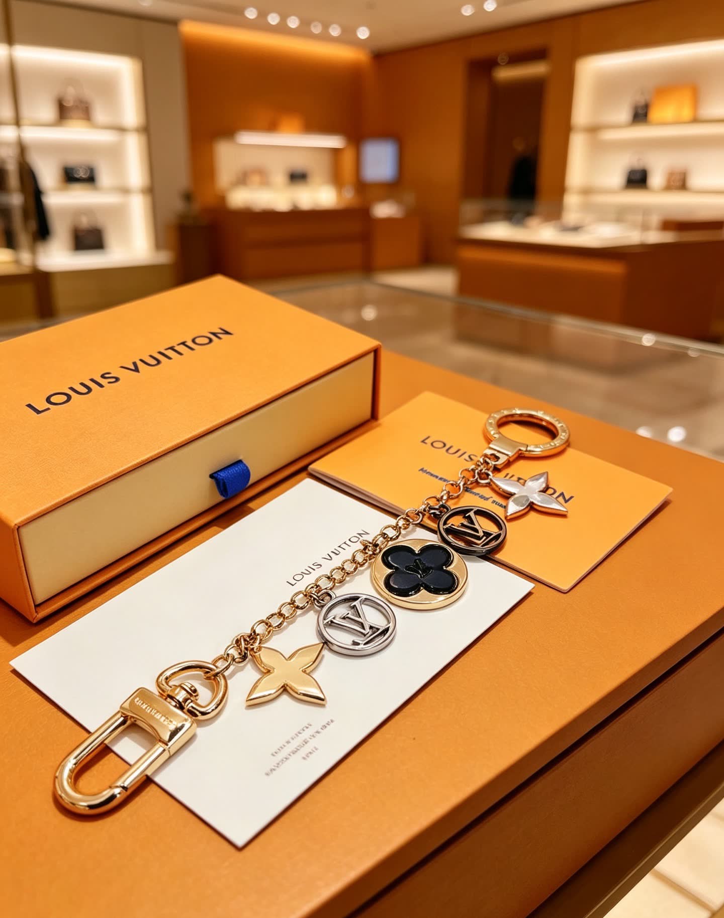 Louis Vuitton Keychain with Monogram Charms